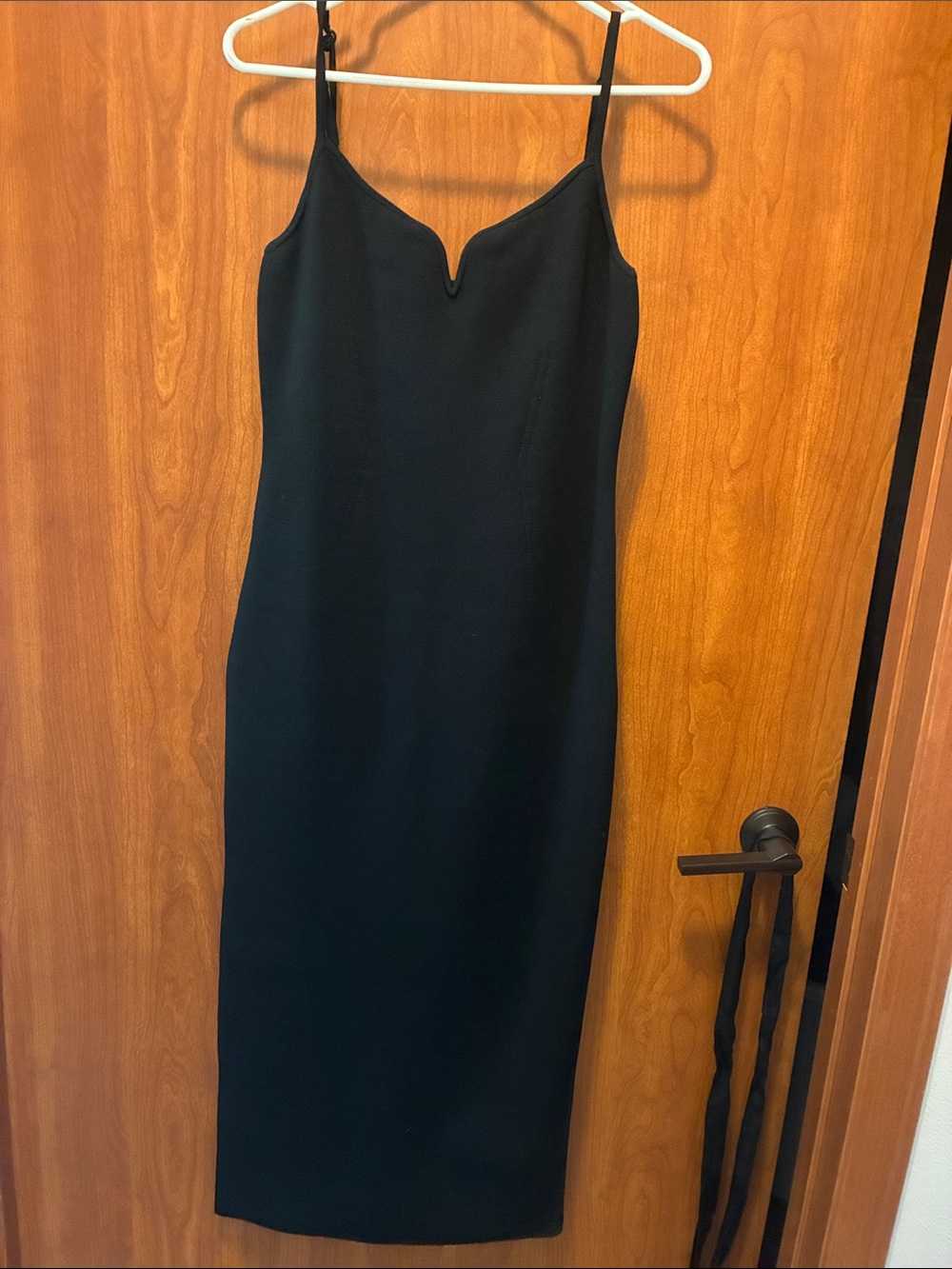 Express Black Midi Slip Dress with Notched V-Neck
